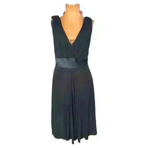 Kay Unger Sz 8 Fit & Flare Dress Black Sleeveless A-Line Cocktail Formal Stretch